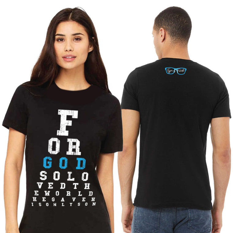 John 3:16 Eye Chart Blue T-Shirt